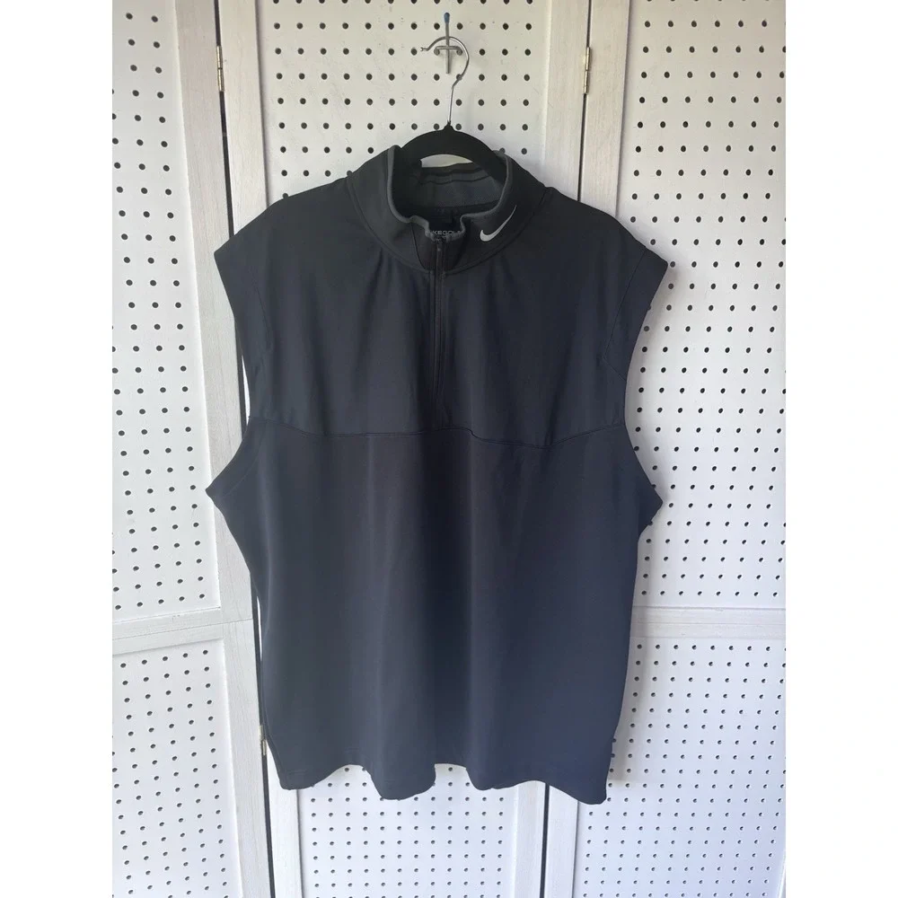 Nike Golf Tour Performance Vest Mens XXL Black Dri-Fit 1/4 Zip Pullover Stretch